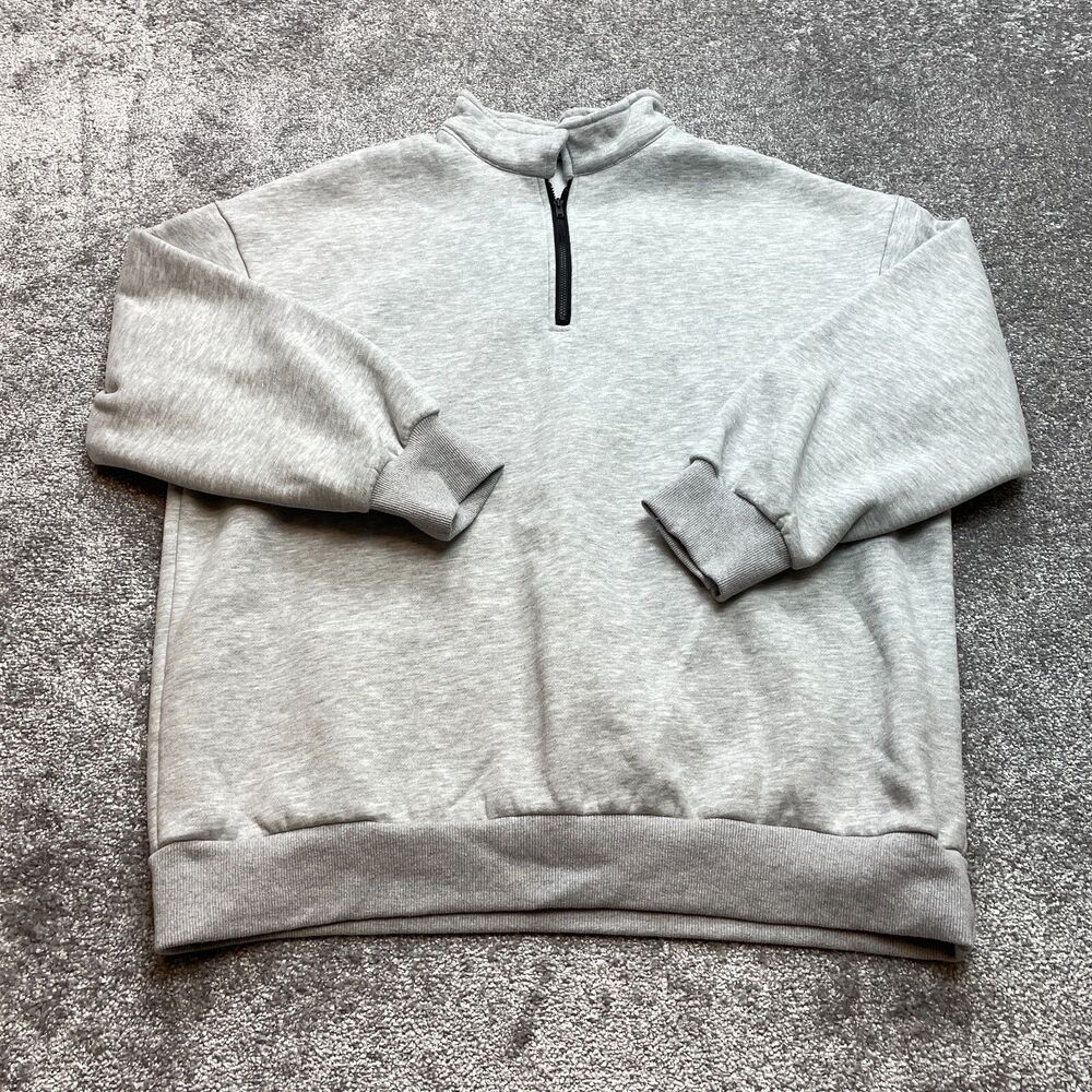 Trendy Queen 1/4 Zip Jacket Sweatshirt Womens Large Light Gray Soft Pullover